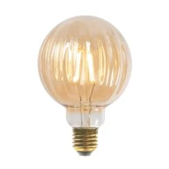 Lucande E27 3,8W LED-Lampe G95, 2700K, 340lm, Rillen Amber -Lucande 10001591 1