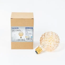 Lucande E27 3,8W LED-Lampe G95, 2700K, Struktur, Amber -Lucande 10001593 5