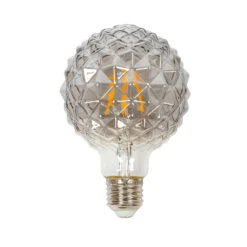 Lucande E27 3,8W LED-Lampe G95, 1800K, Struktur, Smoke