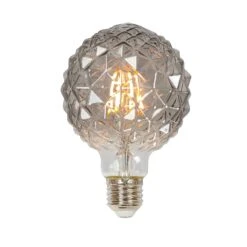 Lucande E27 3,8W LED-Lampe G95, 1800K, Struktur, Smoke -Lucande 10001594 3