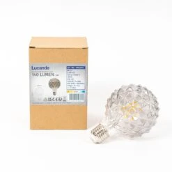 Lucande E27 3,8W LED-Lampe G95, 1800K, Struktur, Smoke -Lucande 10001594 5
