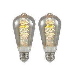 Lucande E27-Lampe ST64 4W 918 Dimmbar Titan 2er