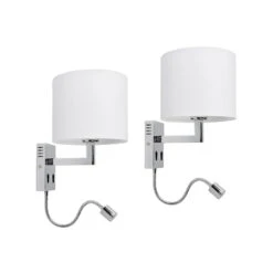 Lucande Taron Stoff-Wandlampe Leselicht 2er-Set