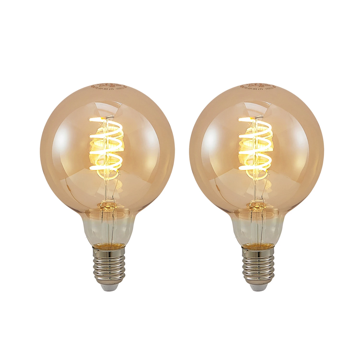 Lucande LED E27 G95 4W 2.700K Dimmbar Amber 2er 3 Lucande LED E27 G95 4W 2.700K Dimmbar Amber 2er