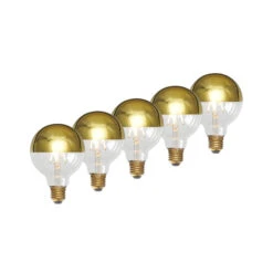 Lucande E27 3,8W LED-Kopfspiegellampe G95, 2700K Gold 5er