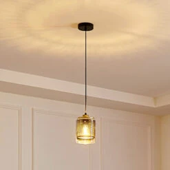 Lucande Sterzy Hängeleuchte Glas Grau