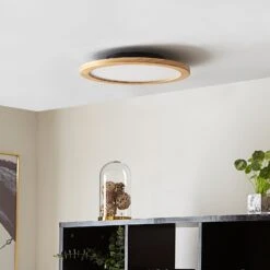 Lucande Joren LED-Deckenleuchte Rund Holz Ø 37,5cm -Lucande 10012983 1