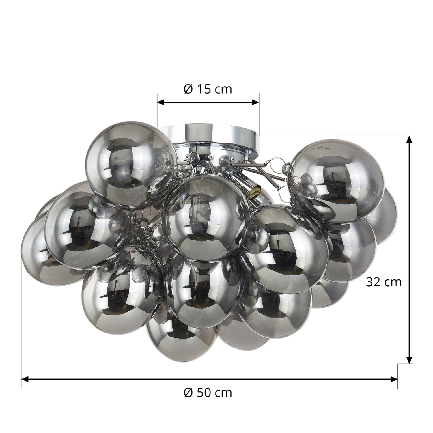 Lucande Diborah Deckenleuchte, Rauchig, Ø50cm 6 Lucande Diborah Deckenleuchte, Rauchig, Ø50cm – Bild 4
