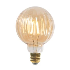 Lucande E27 3,8W LED G95 2700K 340lm Rillen Amber 2er -Lucande 10013102 2