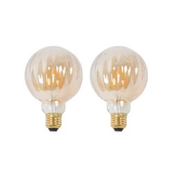 Lucande E27 3,8W LED G95 2700K 340lm Rillen Amber 2er