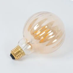 Lucande E27 3,8W LED G95 2700K 340lm Rillen Amber 5er -Lucande 10013103 5