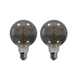 Lucande E27 3,8W LED-Globelampe, G95, 1800K, Smoke 2er-Set