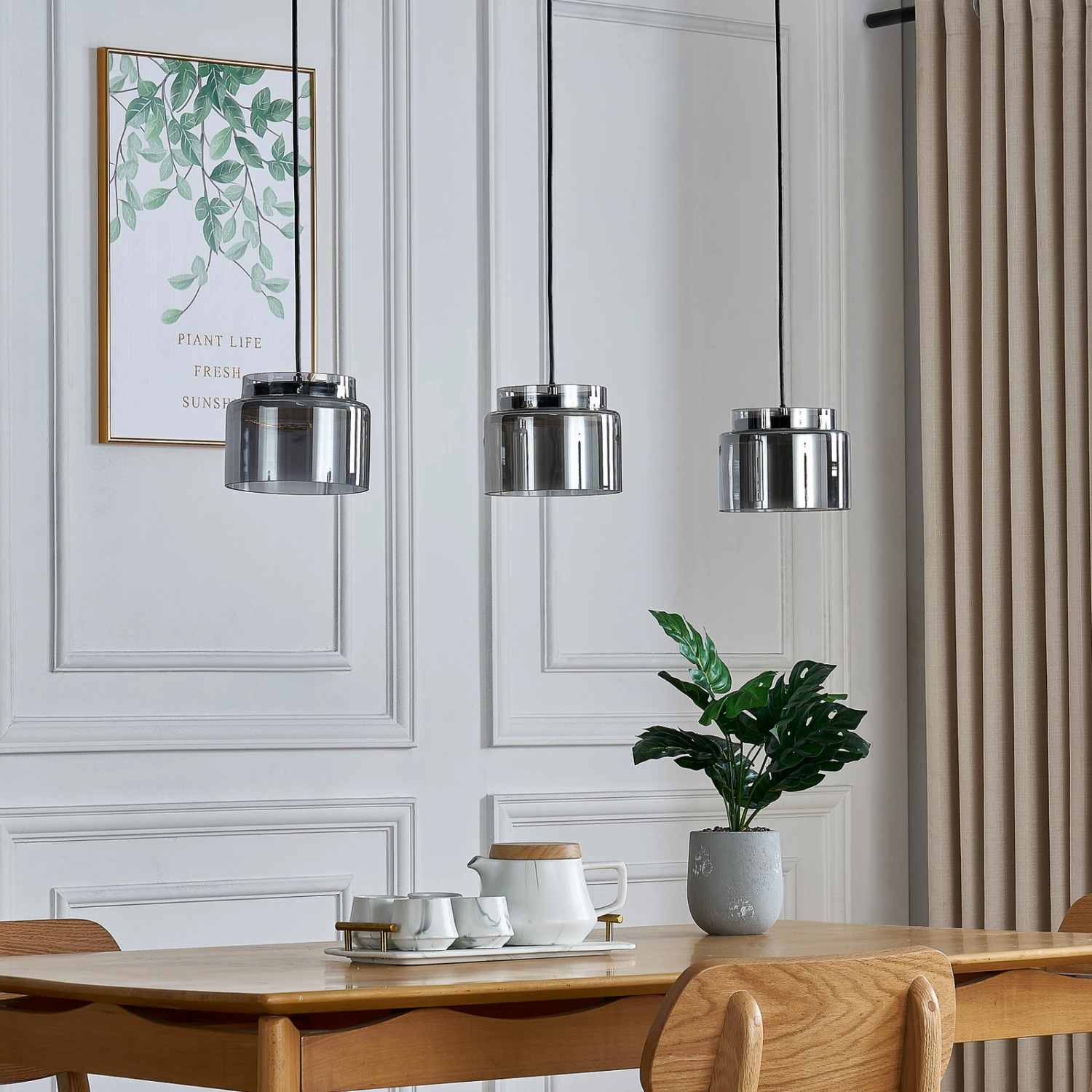 Lucande Diano Hängeleuchte, Rauchgrau, Dreiflammig 4 Lucande Diano Hängeleuchte, Rauchgrau, Dreiflammig – Bild 2