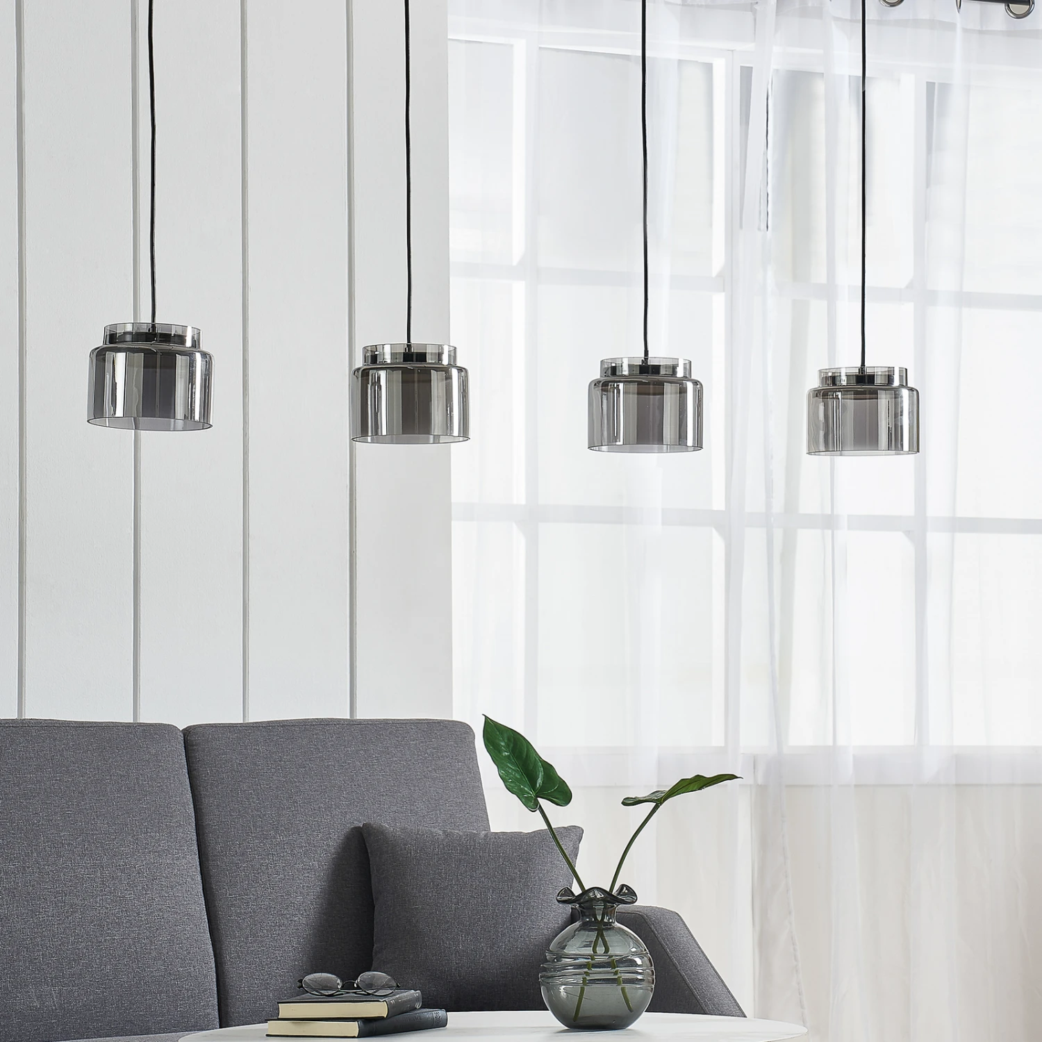 Lucande Diano Hängeleuchte, Rauchgrau, Vierflammig 4 Lucande Diano Hängeleuchte, Rauchgrau, Vierflammig – Bild 2