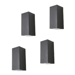 Lucande 23 Lucande 2-flammige Außenwandleuchte Xava, Grafitgrau, 4er