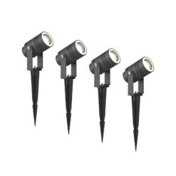 Lucande Außenstrahler Galina, Erdspieß Dunkelgrau 10cm 4er