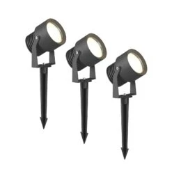 Lucande LED-Außenstrahler Irina In Dunkelgrau, 3er-Set