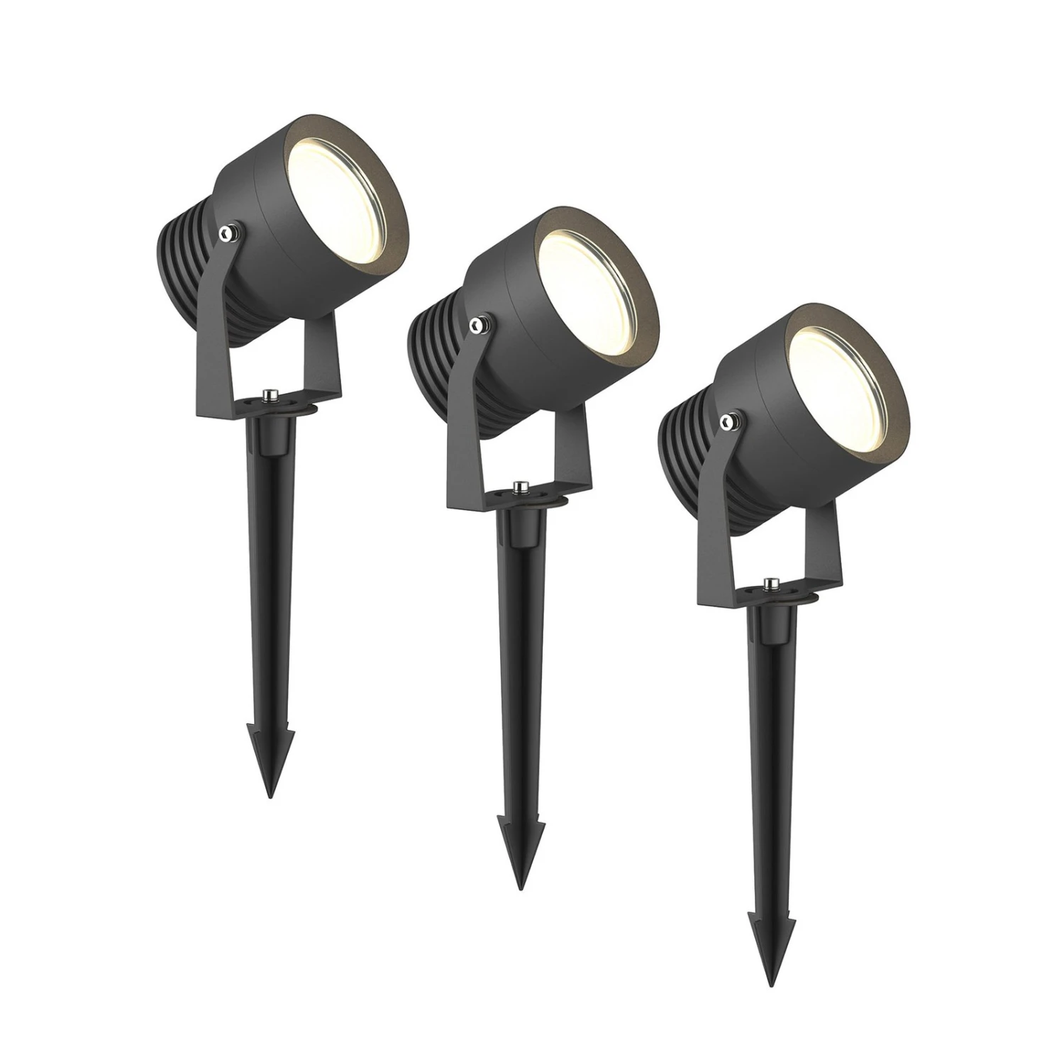 Lucande LED-Außenstrahler Irina In Dunkelgrau, 3er-Set 3 Lucande LED-Außenstrahler Irina In Dunkelgrau, 3er-Set