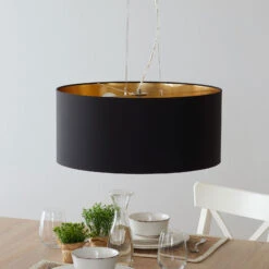 Lucande Patrik Textil-Hängeleuchte Ø53cm Schwarz -Lucande 3066104 1