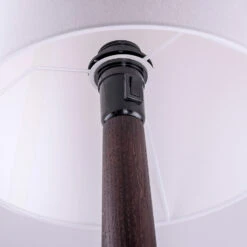 Lucande Elif Stehlampe Weiß, Konisch Eiche Dunkel -Lucande 6722596 6