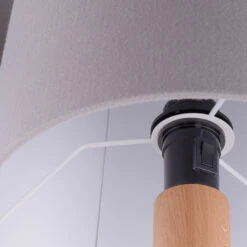 Lucande Elif Tischlampe Filz Zylinder Eiche Natur -Lucande 6722601 6