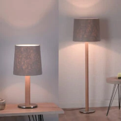 Lucande Elif Tischlampe Filz Zylinder Eiche Natur -Lucande 6722601 7