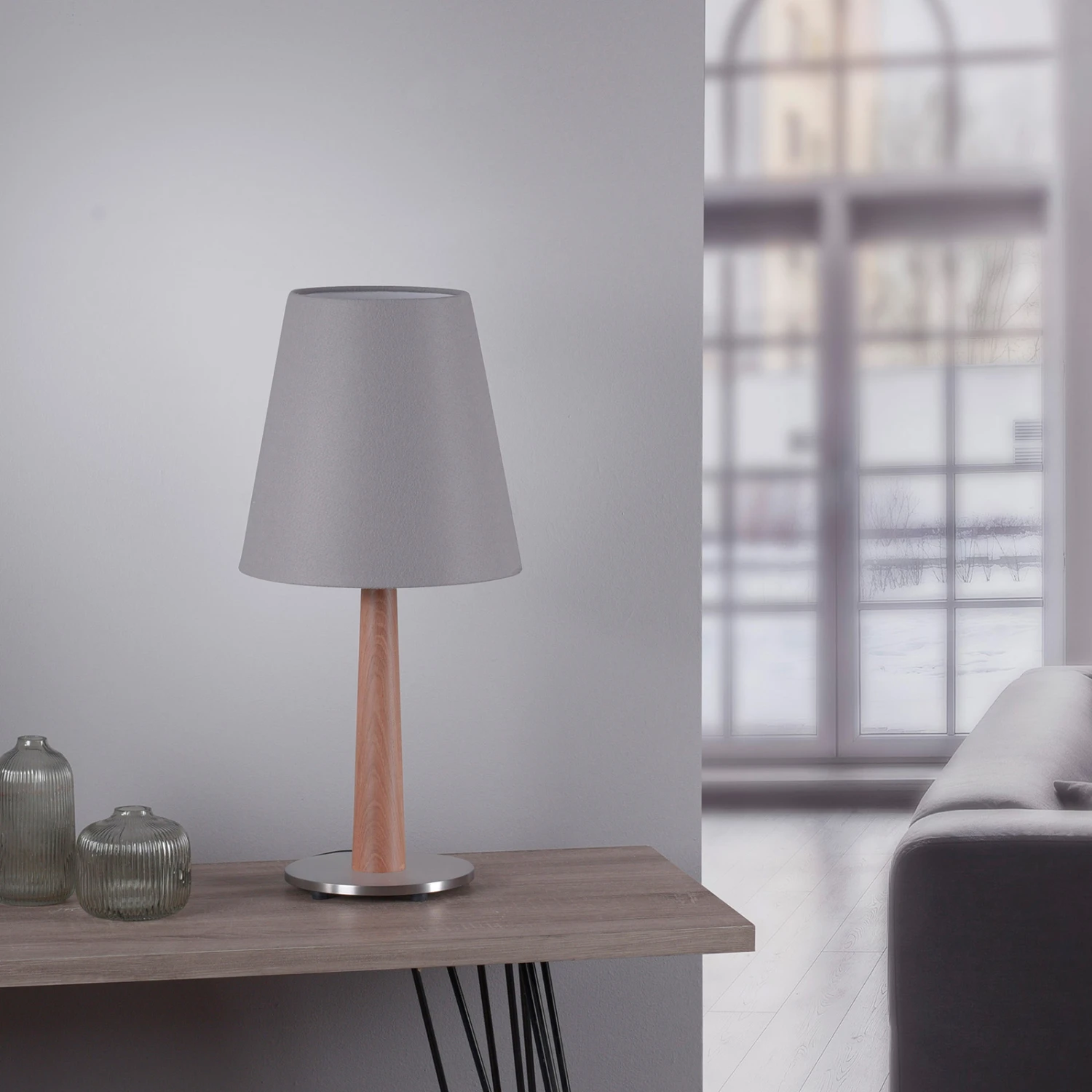 Lucande Elif Tischlampe Filz, Konisch Eiche Natur 4 Lucande Elif Tischlampe Filz, Konisch Eiche Natur – Bild 2