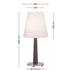 Lucande Elif Tischlampe Weiß, Konisch Eiche Dunkel -Lucande 6722605 4