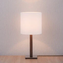 Lucande Elif Tischlampe Weiß, Eckig Eiche Dunkel -Lucande 6722608 2