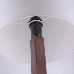 Lucande Elif Tischlampe Weiß, Eckig Eiche Dunkel -Lucande 6722608 6