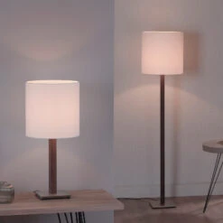 Lucande Elif Tischlampe Weiß, Eckig Eiche Dunkel -Lucande 6722608 7