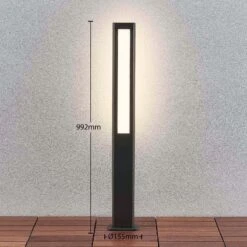Lucande LED-Wegeleuchte Mhairi, Eckig, Dunkelgrau, 100 Cm -Lucande 8032187 4