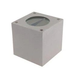 Lucande Silberne LED-Außenwandleuchte Jarno, Würfelform -Lucande 9616009 3