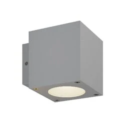 Lucande Silberne LED-Außenwandleuchte Jarno, Würfelform -Lucande 9616009 5