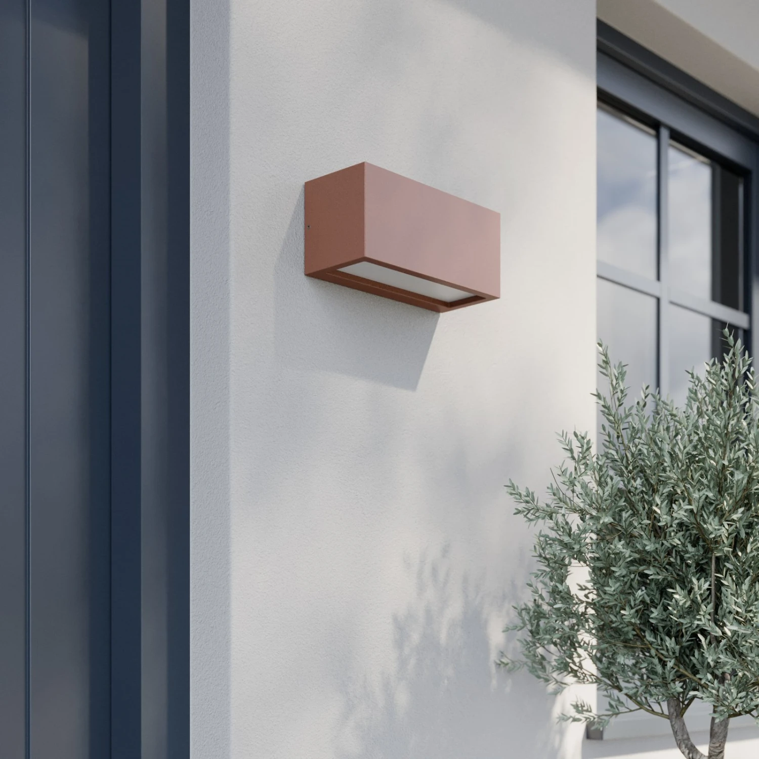 Lucande Eckige Außenwandleuchte Bente, Rostfarben 5 Lucande Eckige Außenwandleuchte Bente, Rostfarben – Bild 3