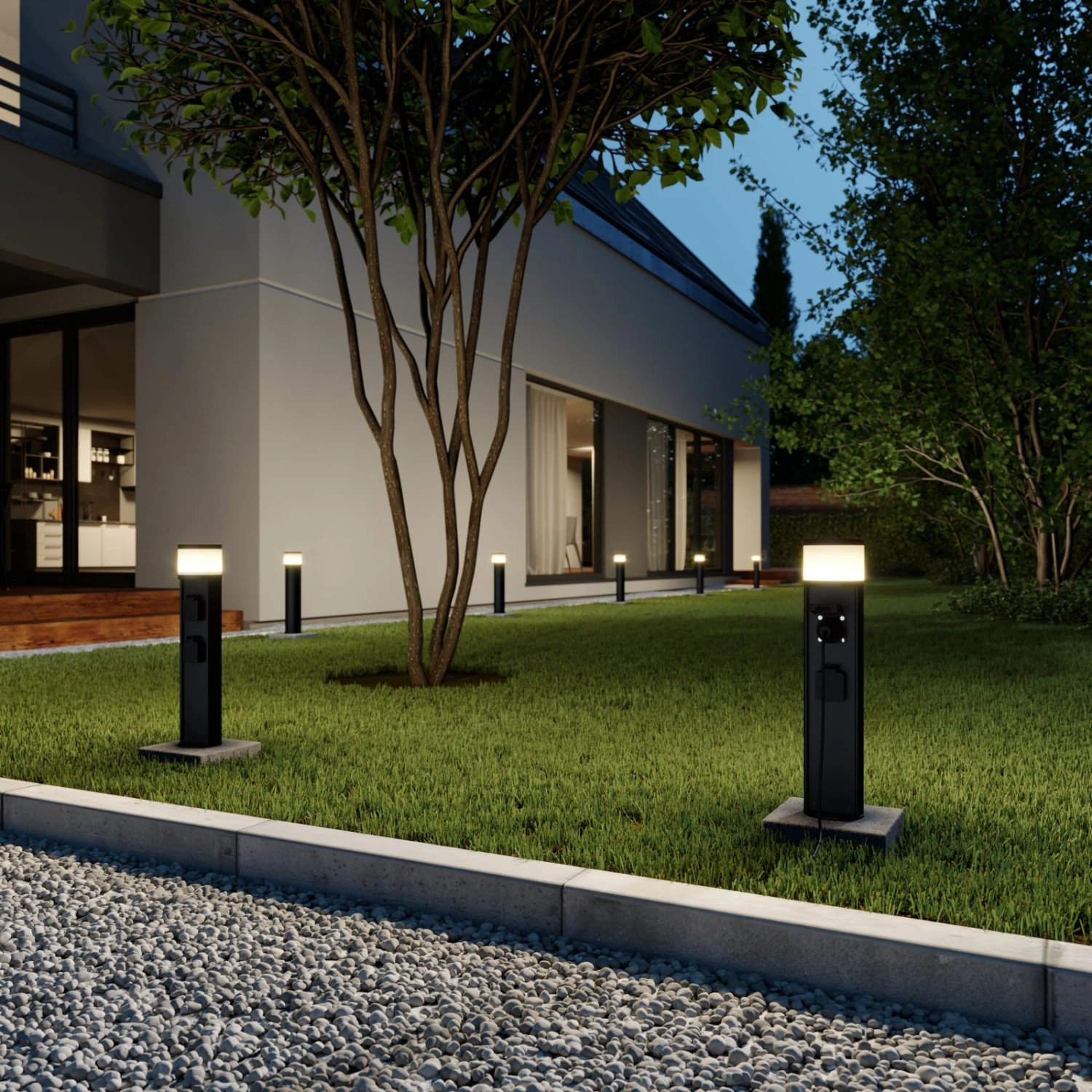 Lucande Corban LED-Sockelleuchte Mit 2 Steckdosen 4 Lucande Corban LED-Sockelleuchte Mit 2 Steckdosen – Bild 2