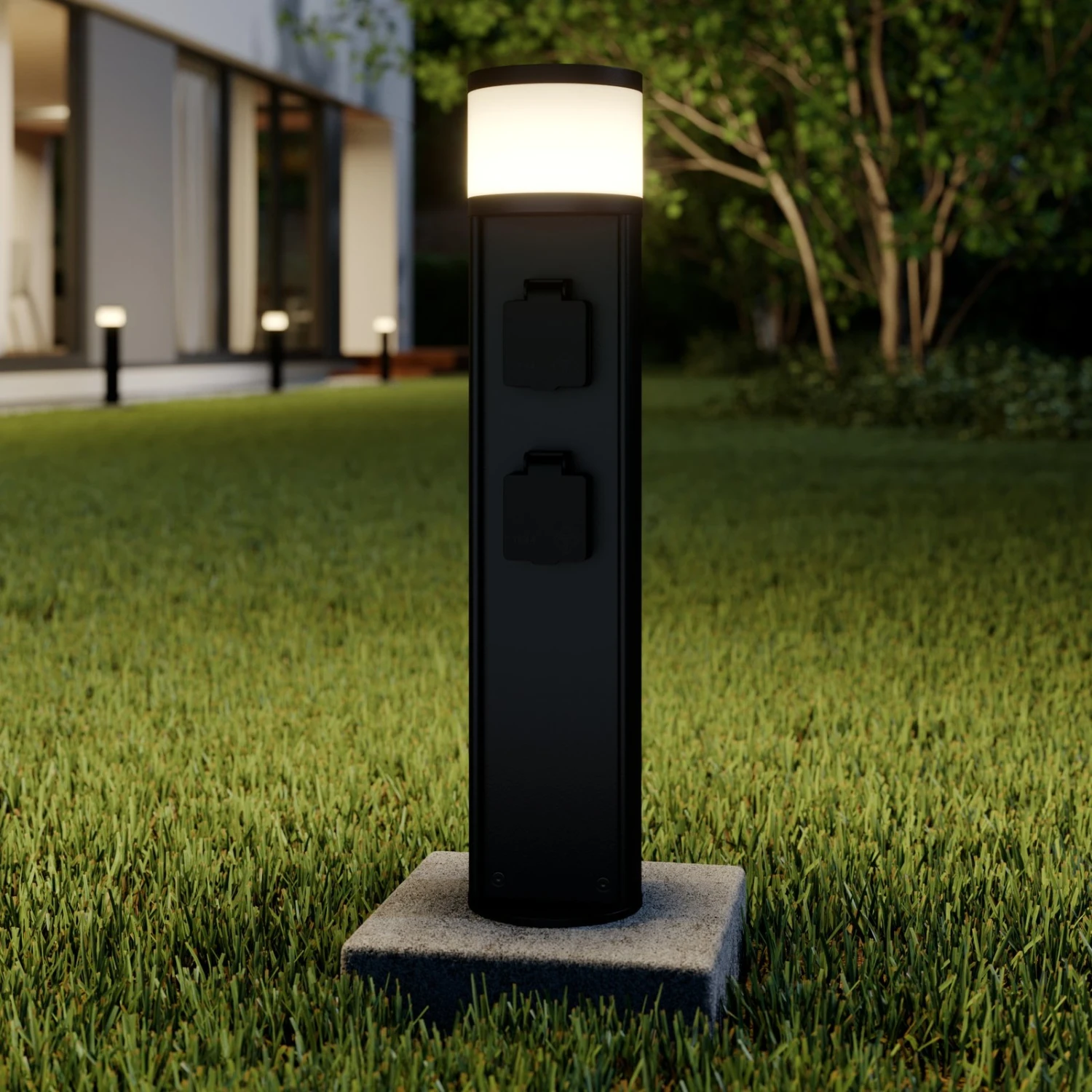 Lucande Corban LED-Sockelleuchte Mit 2 Steckdosen 3 Lucande Corban LED-Sockelleuchte Mit 2 Steckdosen