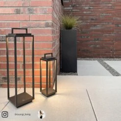 Lucande Elaja LED-Außenlaterne, Akku, USB, Schwarz -Lucande 9616221 9