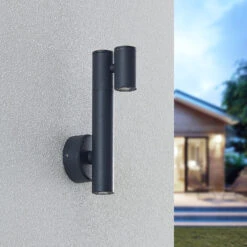 Lucande Saige LED-Außenwandleuchte, Zweiflammig -Lucande 9616235 2