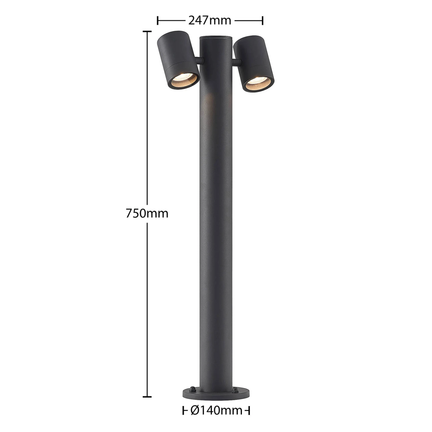 Lucande Maloney Pollerleuchte, Zweiflammig, 75 Cm 6 Lucande Maloney Pollerleuchte, Zweiflammig, 75 Cm – Bild 4