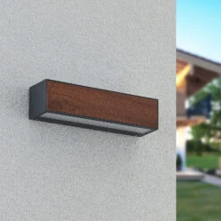 Lucande Lengo Wandleuchte R7s 25cm Down Holz 12 Lucande Lengo Wandleuchte R7s 25cm Down Holz -Lucande 9616274 1