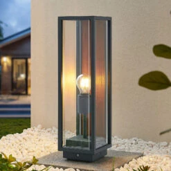 Lucande Elwin Sockelleuchte, Eckig, Alu, 50 Cm