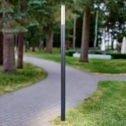 Lucande Sidny LED-Mastleuchte In Dunkelgrau 220 Cm