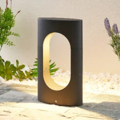 Lucande Fenti LED-Sockelleuchte, Dunkelgrau