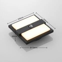 Lucande Gylfi LED-Außenwandleuchte Quadrat.+Sensor -Lucande 9619232 3