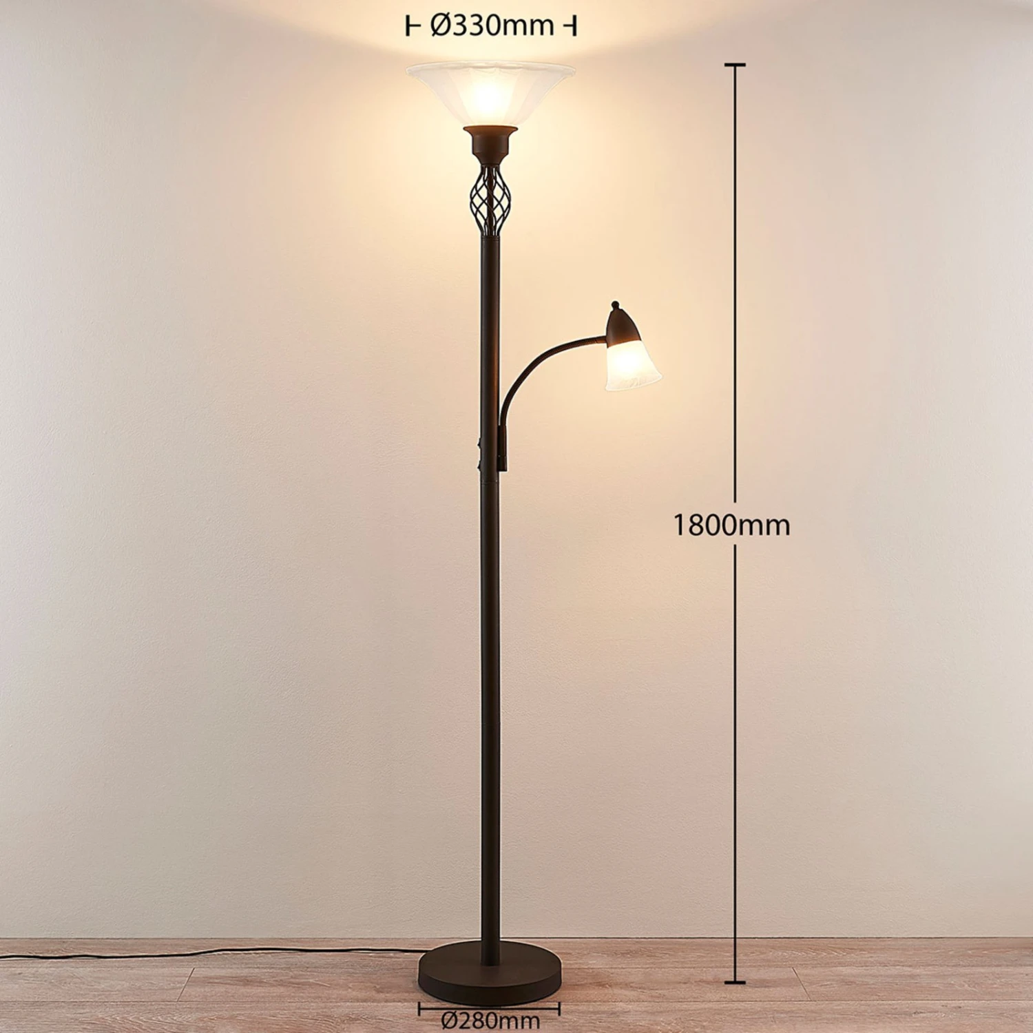 Lucande Deckenfluter Dunja Mit Leselampe 6 Lucande Deckenfluter Dunja Mit Leselampe – Bild 4