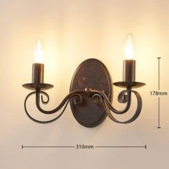 Lucande Rostfarbene Wandleuchte Caleb, 2-flammig -Lucande 9620532 2