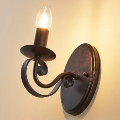 Lucande Caleb - Rostfarbene Wandleuchte Im Landhausstil -Lucande 9620533 5