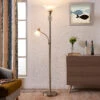 Lucande Nickelfarbene Stehlampe Dunja Mit Leselampe -Lucande 9621223