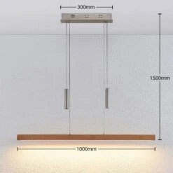 Lucande LED-Balkenpendelleuchte Pia Holz Buche -Lucande 9624274 4